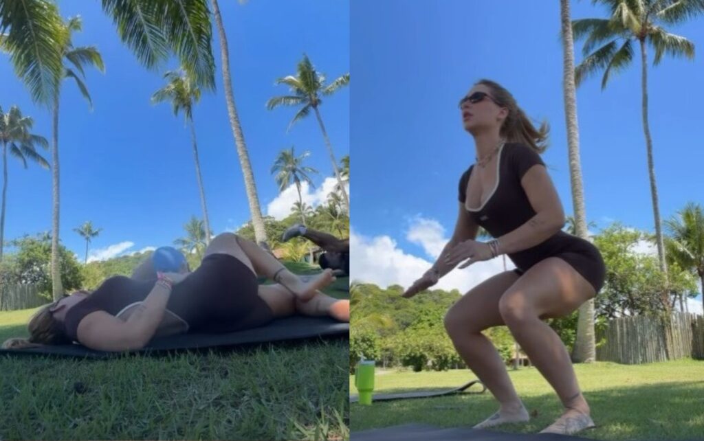 Virginia Fonseca Pratica Yoga e Malha em Trancoso, Bahia, Após Viagem de Jatinho com Vini Jr.