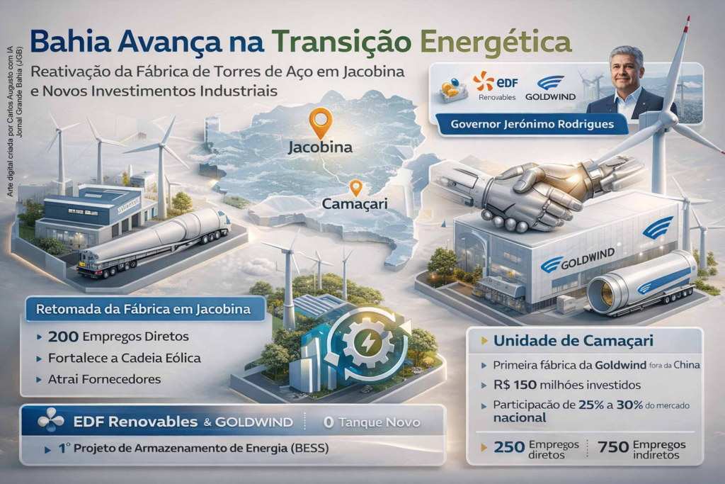 Bahia Avança na Transição Energética: Reativação de Fábrica de Torres Eólicas e Novos Investimentos