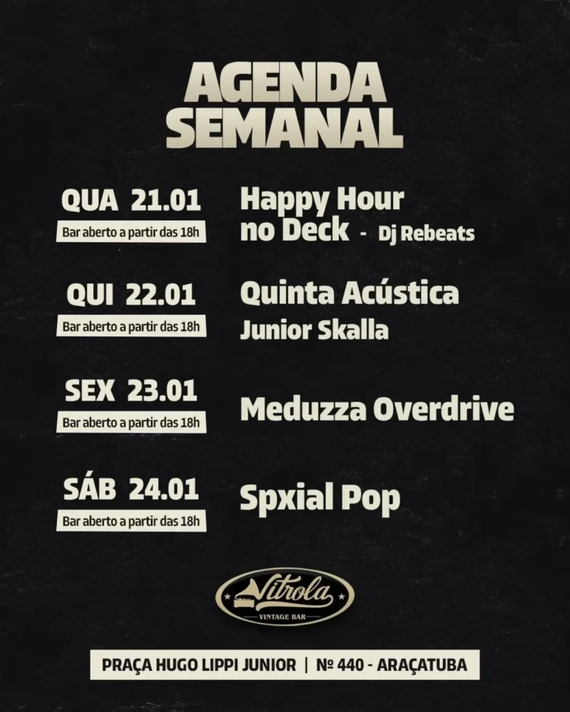 Vitrola Vintage Bar: Agenda Imperdível de Música ao Vivo em Araçatuba