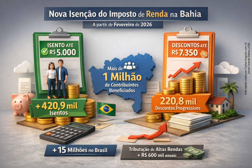 Bahia amplia isenção do Imposto de Renda para 641 mil contribuintes a partir de fevereiro