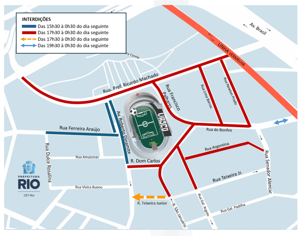 CET-Rio Implementa Operação de Trânsito Para Vasco e Bahia em São Januário