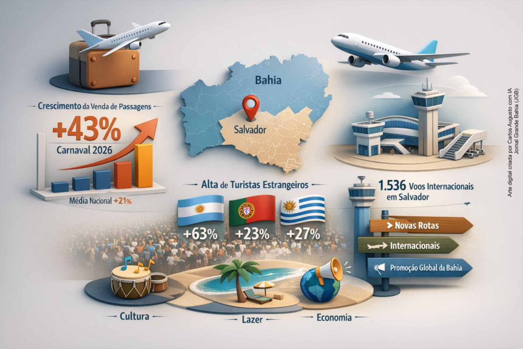 Crescimento nas Vendas de Passagens Aéreas Internacionais para a Bahia no Carnaval 2026: Alta de 43%