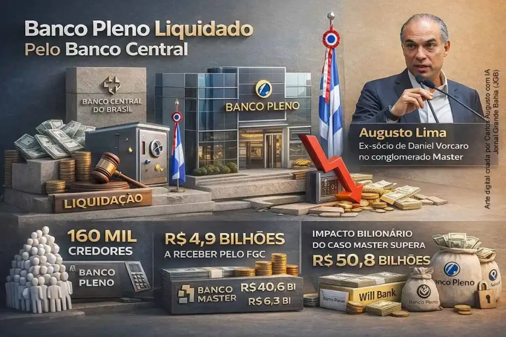 Liquidação do Banco Pleno Afeta 160 Mil Credores e Impacto do Caso Master Chega a R$ 51,8 Bilhões Liquidação do Banco Pleno Afeta 160 Mil Credores e Impacto do Caso Master Chega a R$ 51,8 Bilhões