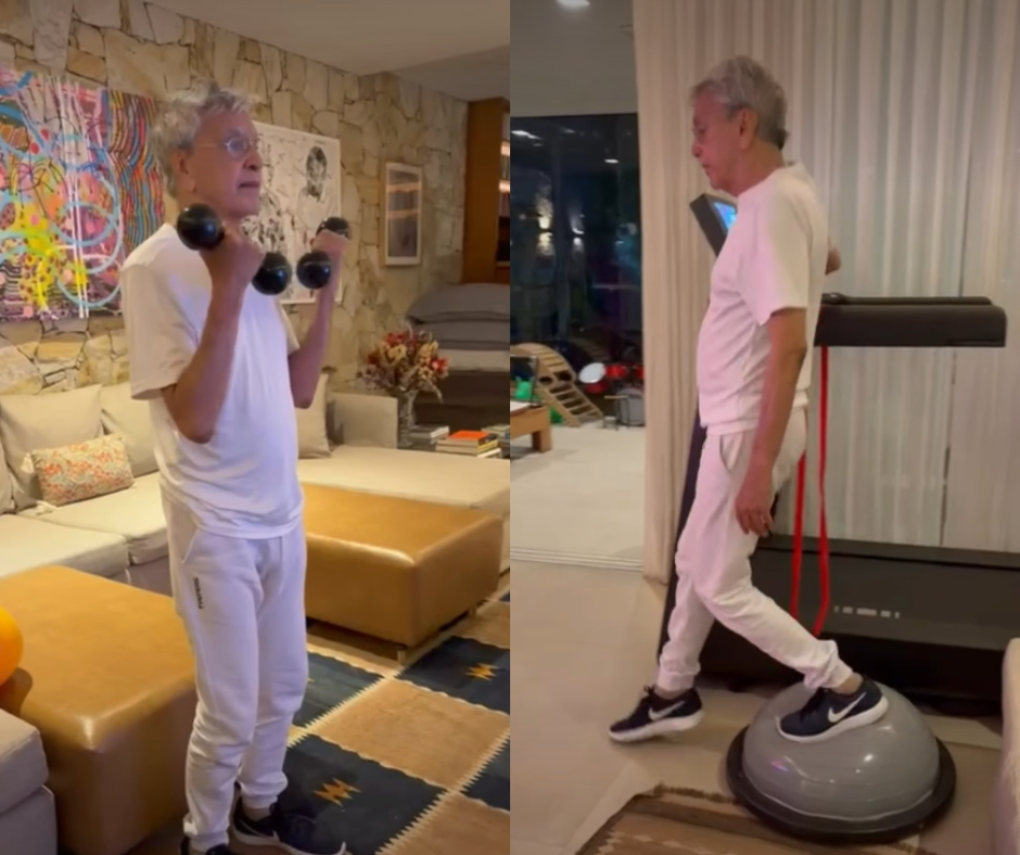 Caetano Veloso Treina e Brinca em Feriado Antes do Show do Filho Zeca no Rio Caetano Veloso Treina e Brinca em Feriado Antes do Show do Filho Zeca no Rio