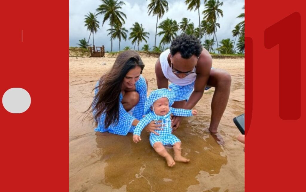 Carol Peixinho e Thiaguinho celebram o primeiro banho de mar do filho Bento na Bahia Carol Peixinho e Thiaguinho celebram o primeiro banho de mar do filho Bento na Bahia