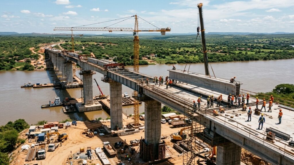 Ponte sobre o Rio Jequitinhonha avança com R$ 120 milhões e 510 metros, impulsionando a BR-101/BA