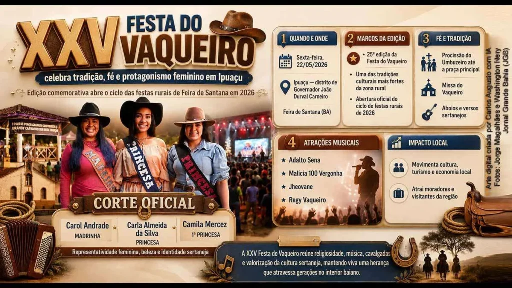 XXV Festa do Vaqueiro em Ipuaçu destaca fé, cultura sertaneja e protagonismo feminino na economia lo