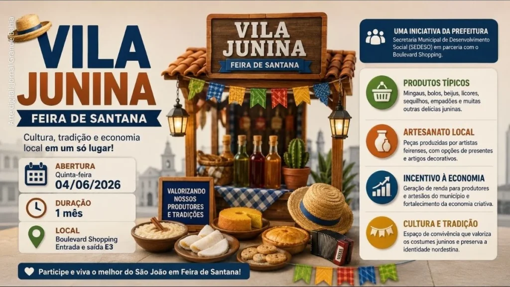 Vila Junina de Feira de Santana impulsiona economia local com artesanato e gastronomia típica