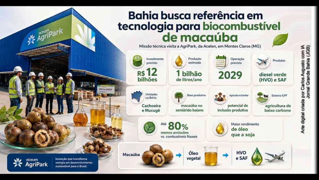 Bahia aposta R$ 12 bilhões em tecnologia da macaúba para diesel verde e SAF Bahia aposta R$ 12 bilhões em tecnologia da macaúba para diesel verde e SAF