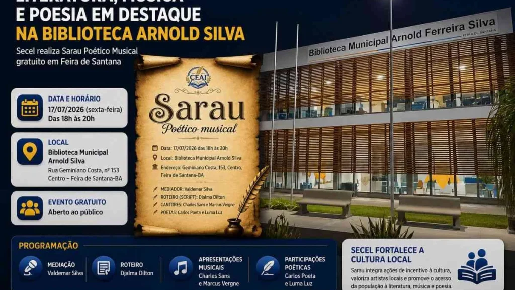 Sarau Poético Musical e Resultado do Pró-Cultura/Esporte 2026 em Feira de Santana