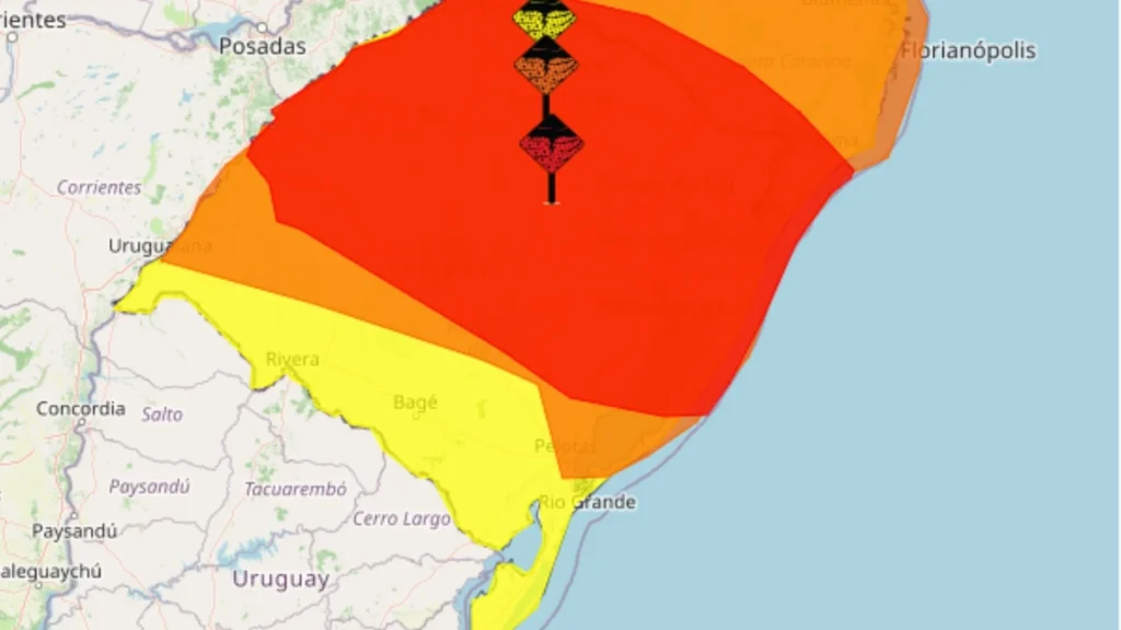 Alerta vermelho no Rio Grande do Sul: tempestade com ventos superiores a 100 km/h ameaça o Estado